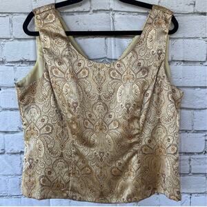 Vintage  90s  R&M Richards Gold Metallic Tank Lined Shell Side Zip Size 18 Satin